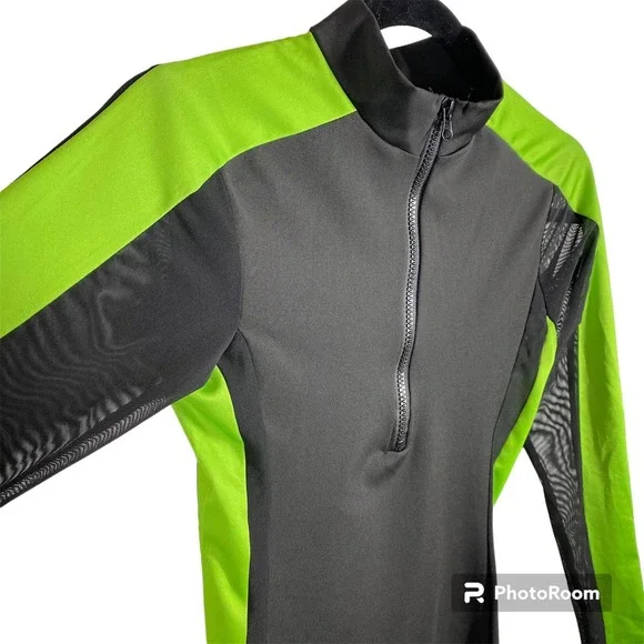 Superdown Mesh Long Sleeve 1/4 Zip Bodycon Mini Dress Black Green Womens Small - Picture 7 of 12